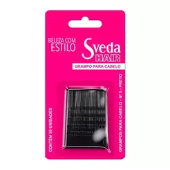 Grampo Para Cabelo Sveda Hair Nº 5 Preto 50 Unidades