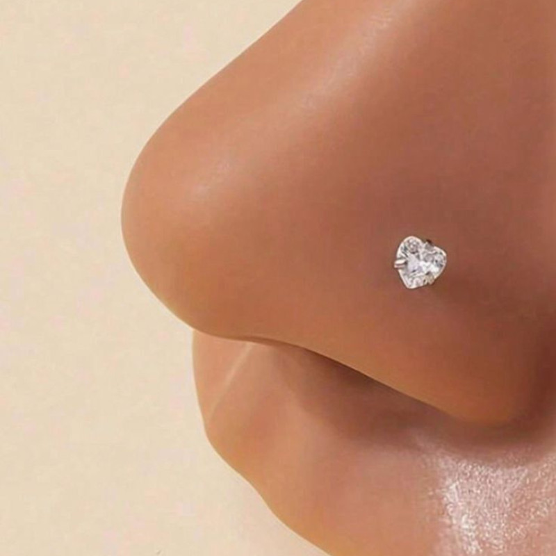 Piercing Nariz Nostril Aço Inox Zircônia Estrela Coração Bolinha Antialérgico Brilhante Resistente