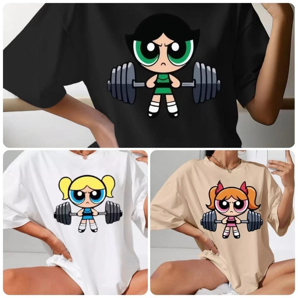 Kit 3 Camiseta Feminina Algodão Premium Adulto Plus Size Infantil Meninas Super poderosas Docinho Lindinha Florzinha