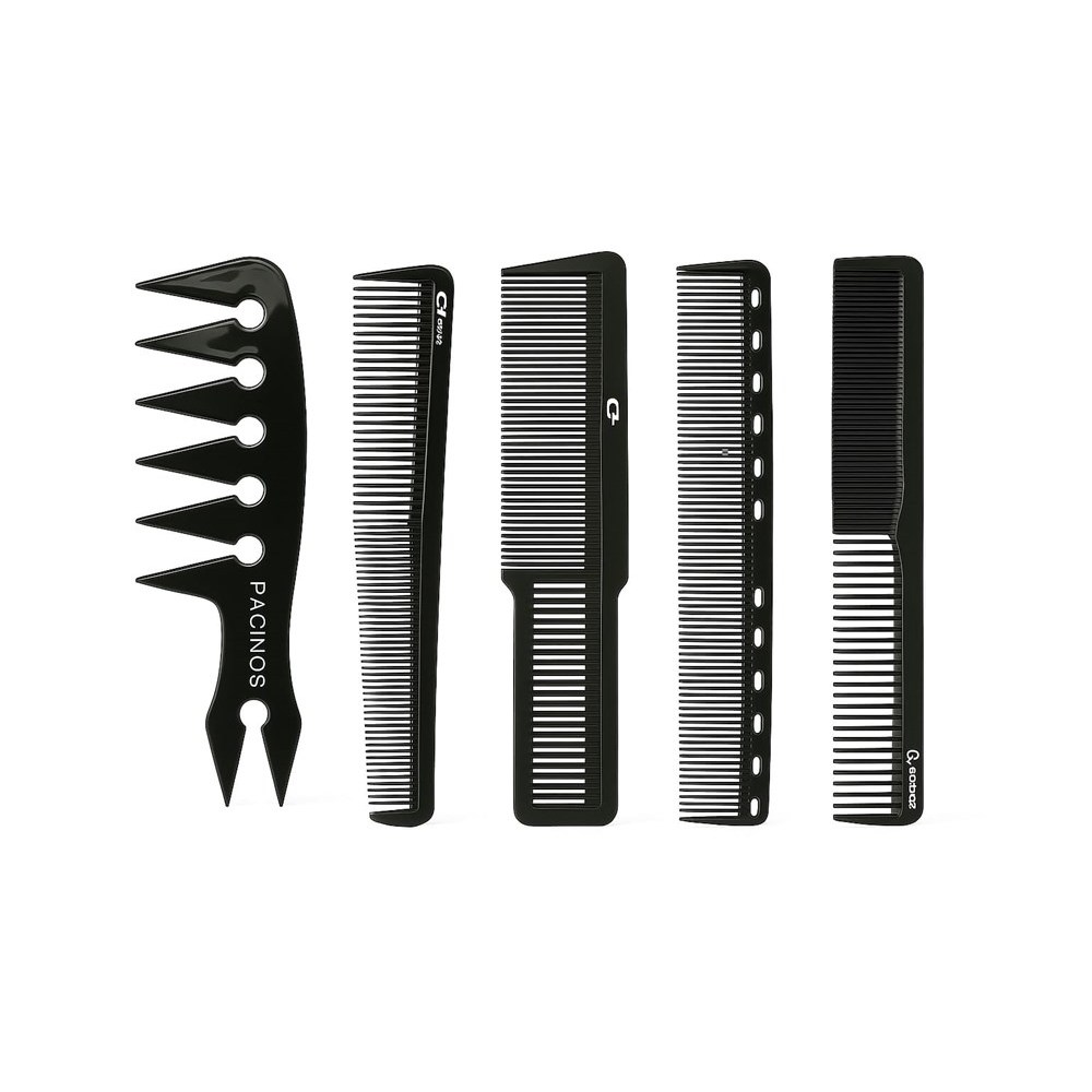 Kit 5 Pentes Carbono De Corte Barbeiro Profissional