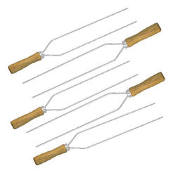 5 Mini Espeto Duplo Churrasco Carne Frango coração 30 Cm Lâmina