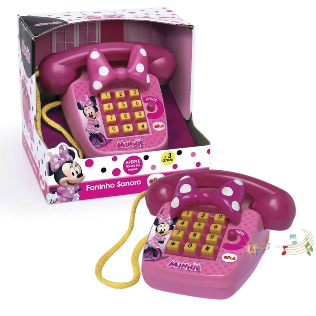 Brinquedo Foninho Sonoro da Minnie Telefone de Faz de Conta para Crianças Elka - 1061 em Oferta na Shopee