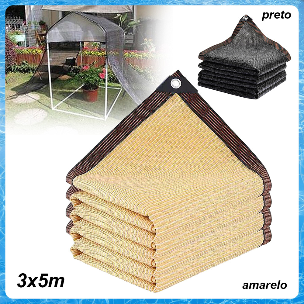 3 x 5 m Protetor solar perfurado com malha,para guarda-sol externo,para varanda rede de privacidade,Preto/Bege