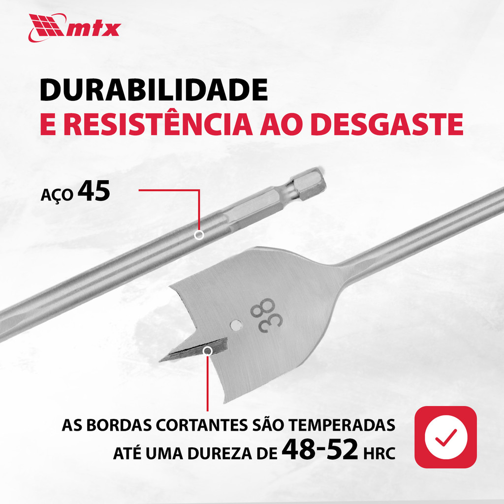 BROCA CHATA PARA MADEIRA, 38 X 150 MM, HASTE SEXTAVADA, 1PC // MTX · foto 2