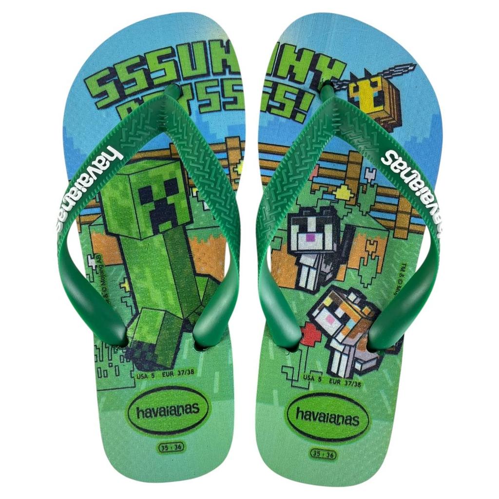 Chinelo Havaianas Kids Minecraft Original Infantil Gamer Borracha Macia