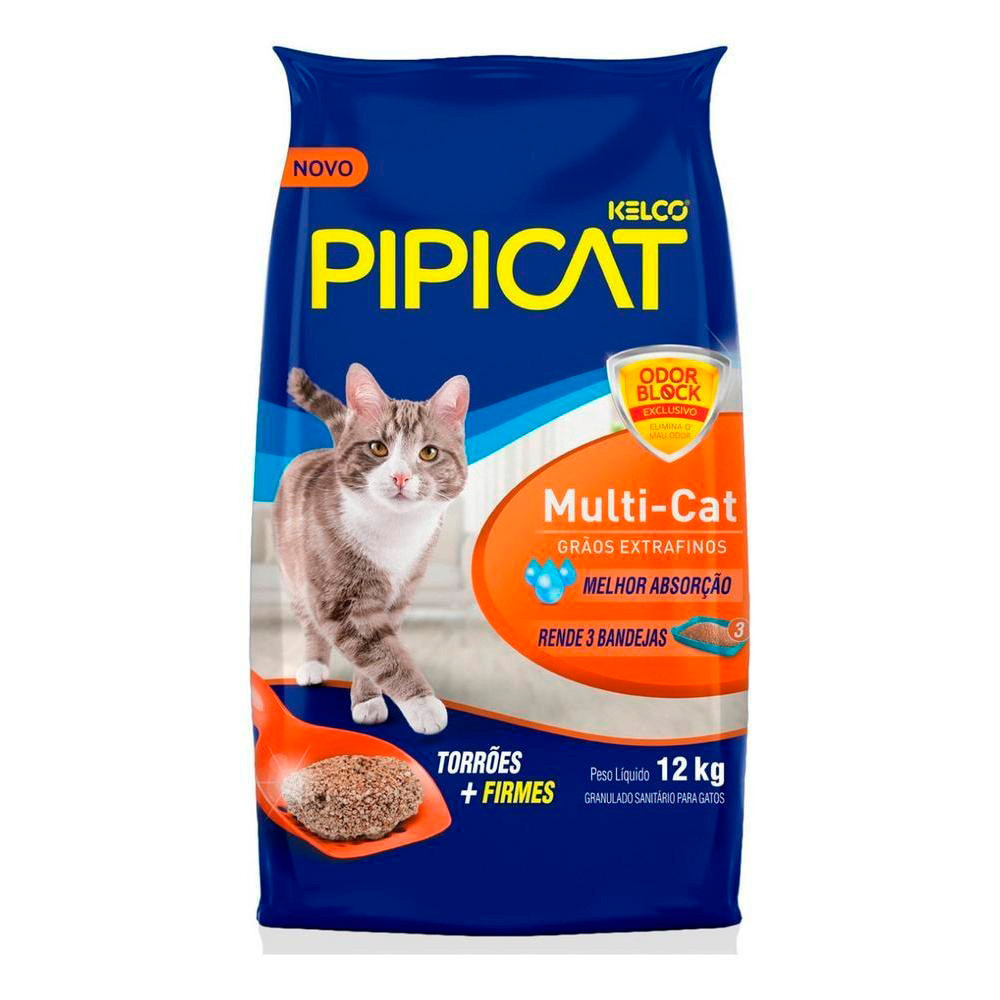 Areia Sanitária Grãos Extrafinos Multi-Cat Kelco 12Kg Pipicat em Oferta na Shopee