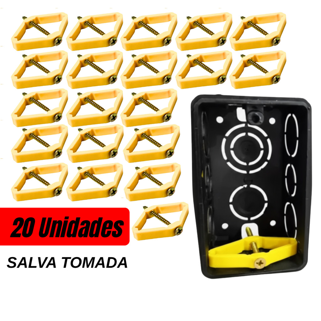 20 Kit Salva Caixinha De Luz P/ Tomada Interruptor Elétrico Reparo Instalação Salva Caixas de Parede