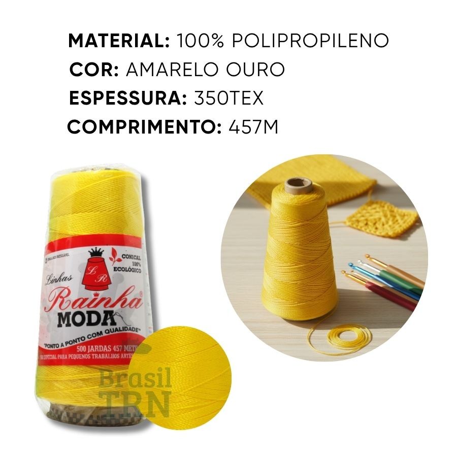 Linhas Amarelo Ouro de Crochê 2 Unid Rainha Moda 350 TEX Tricô Bordado Artesanato Grossa 457 Metros