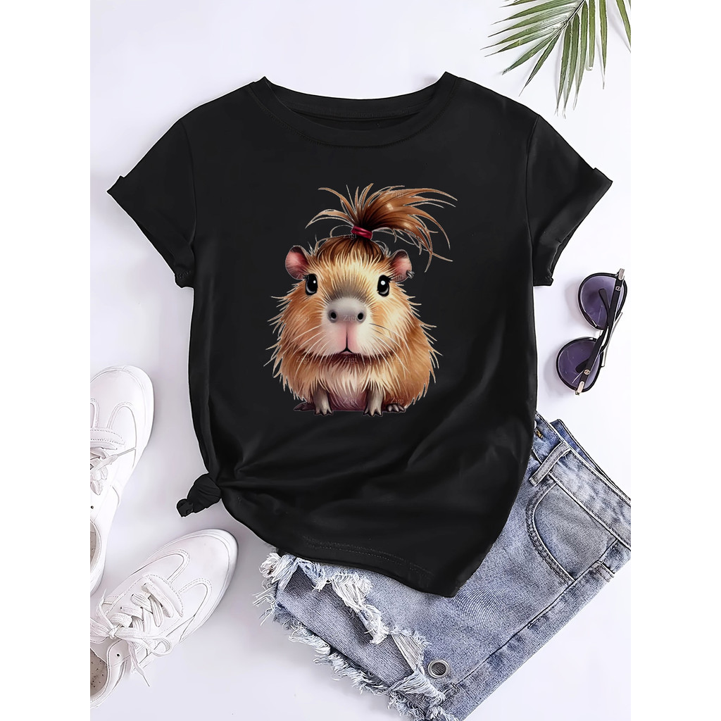 Camiseta Camisa Algodão Unissex Premium Plus size Capivara Laço Vermelho 12 Básica Oversized 100%  Confecção Própria Pre