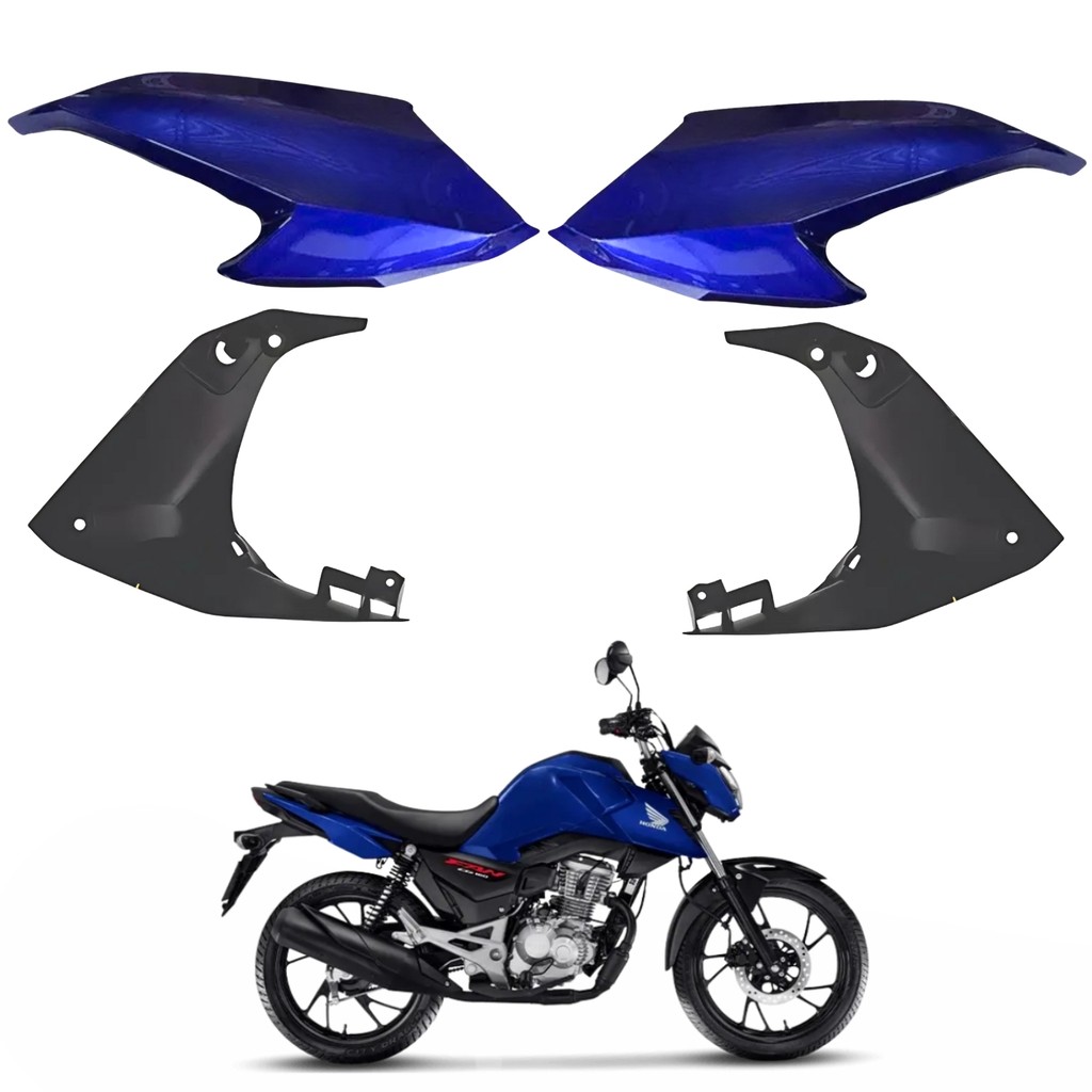 KIT ABA ASA TANQUE ALETA + ABA INTERNO HONDA CG FAN 160 2016-2021 AZUL TWISTER PARAMOTOS HONDA