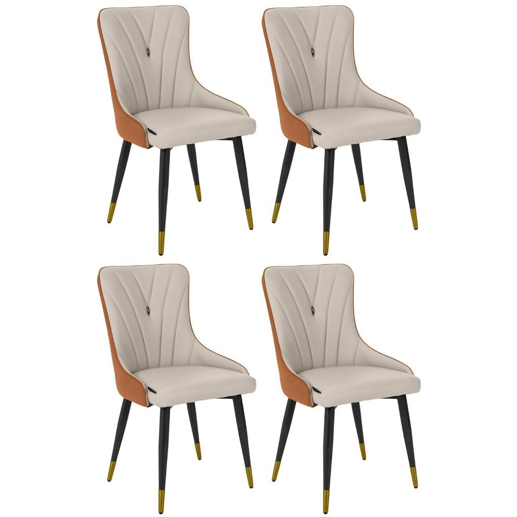 Kit 4 Cadeiras de Jantar Estofada Verona Design Italiano Encosto Anatômico Base Metálica Reforçada em Oferta na Shopee