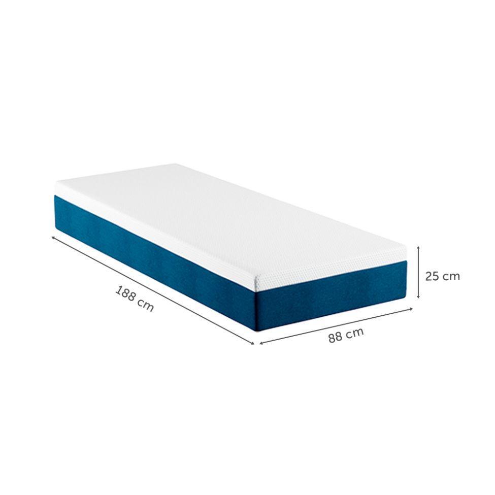 Detalhes do Colchão Solteiro Mola Ensacada Guldi Macio (25x88x188) Azul e Branco