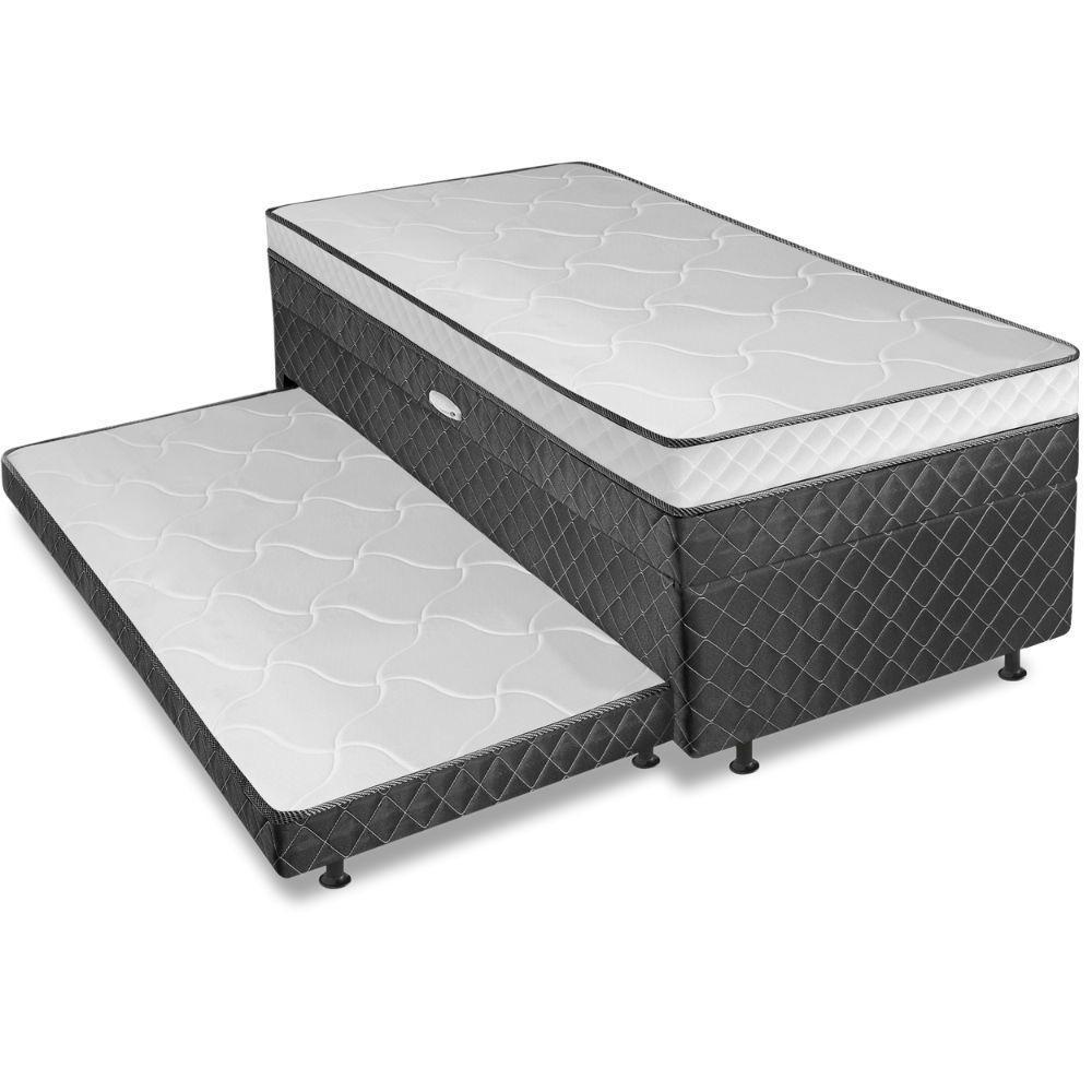 Cama Bibox Com Baú Solteiro Ortopédica Com Cama Auxiliar Conjugada 88x188x51cm Gabi Cinza/branco em Oferta na Shopee