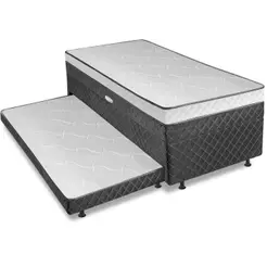 Cama Bibox Com Baú Solteiro Ortopédica Com Cama Auxiliar Conjugada 88x188x51cm Gabi Cinza/branco