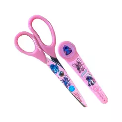 Tesoura Escolar 13.5cm c/ Protetor Stitch Angel Rosa Molin