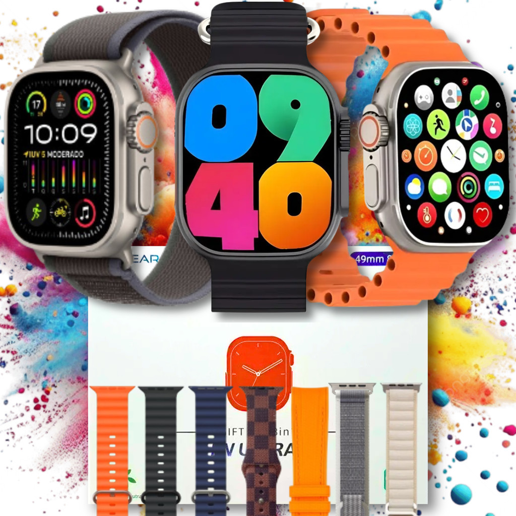Smartwatch HwUltra2 Smartwatch ChatGPT 2.1 AMOLED 8 in 1 Série 9 49mm Bússola BT Chamada NFC