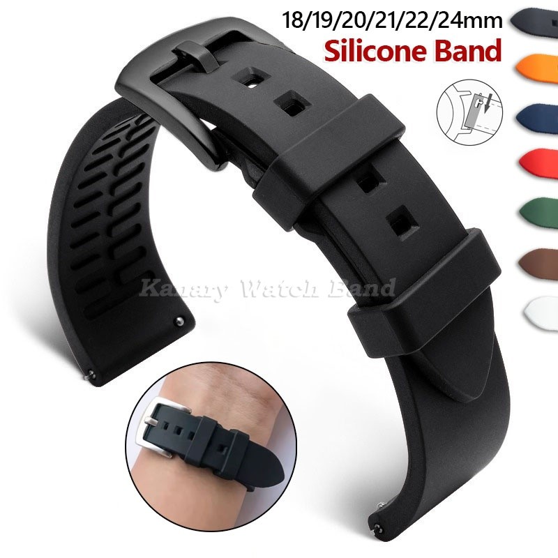 Pulseira De Relógio De Silicone Esportiva De Liberação Rápida Universal 18mm 19mm 20mm 21mm 22mm 24mm Borracha À Prova D em Oferta na Shopee