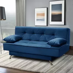 sofá cama 1,80m França Suede Azul Adonai Estofados