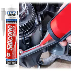 Adesivo Silicone Acetico Multiuso Alta Temperatura 280G Vermelho Cartucho Tekbond Resiste Até 316ºC