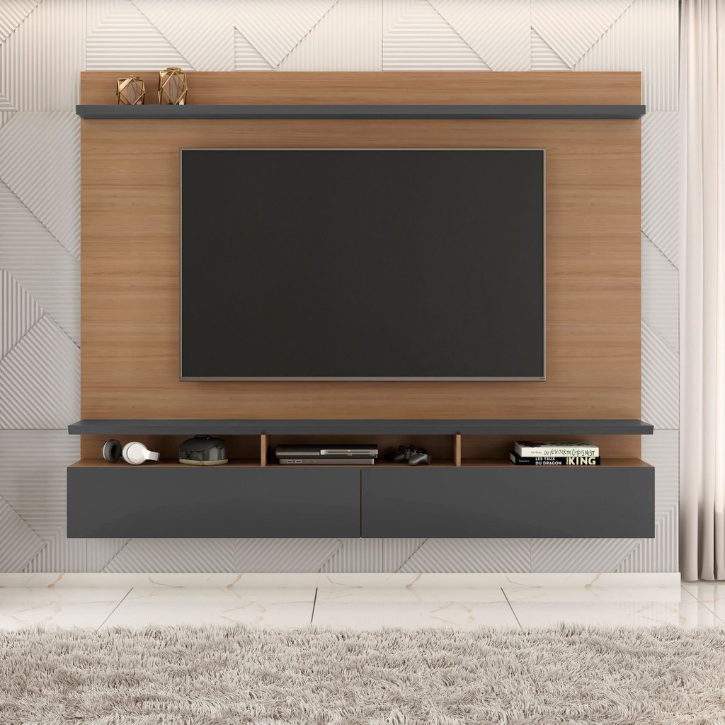 Painel para TV até 55 Polegadas Noruega Freijó/Grafite Perolizado em Oferta na Shopee