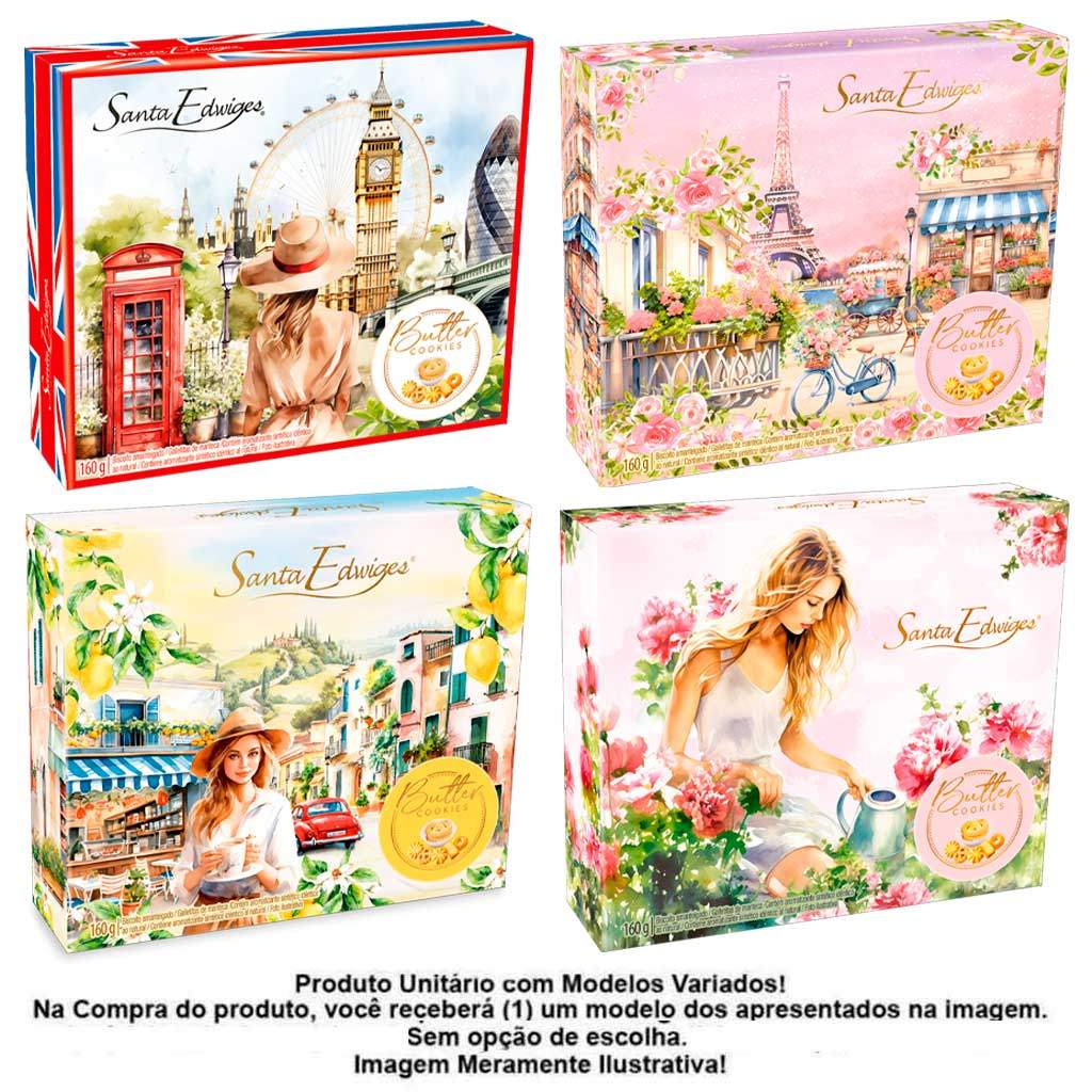 Caixa de Butter Cookies Biscoito Amanteigado Sortida 160g Un - Santa Edwiges em Oferta na Shopee
