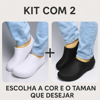 Kit 2 Babuche Cozinheira Profissional Fechado Uniforme EPI Sapato Confortável em Oferta na Shopee
