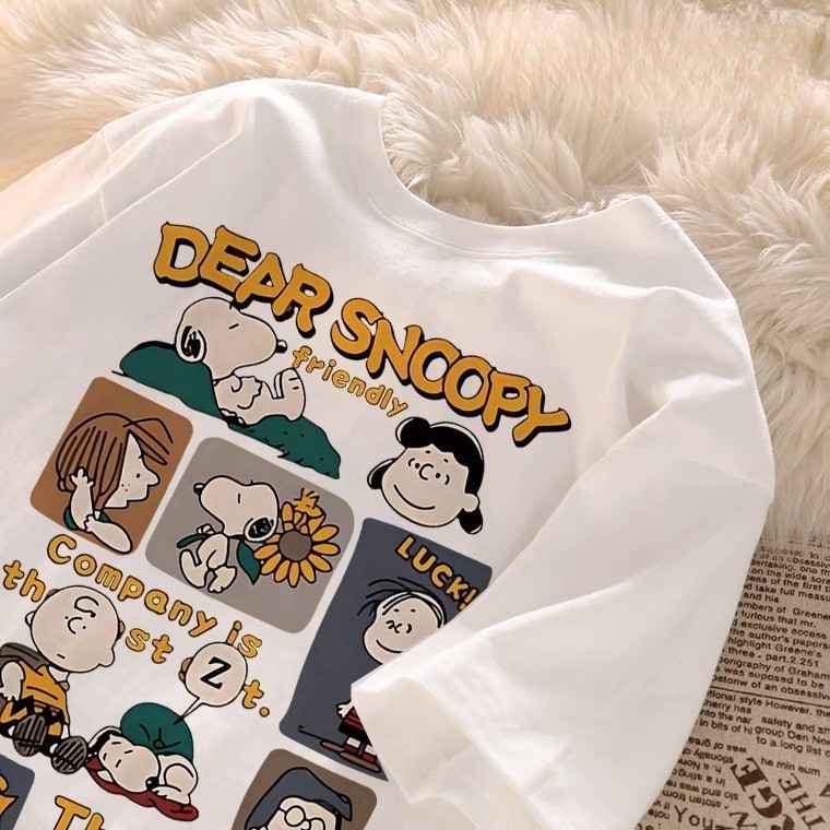 Camiseta Feminina 100% Algodão Oversized Turma Do Snoopy Dear Masculina E Feminina(Unissex) Estampa Turma Do Snoopy Dear