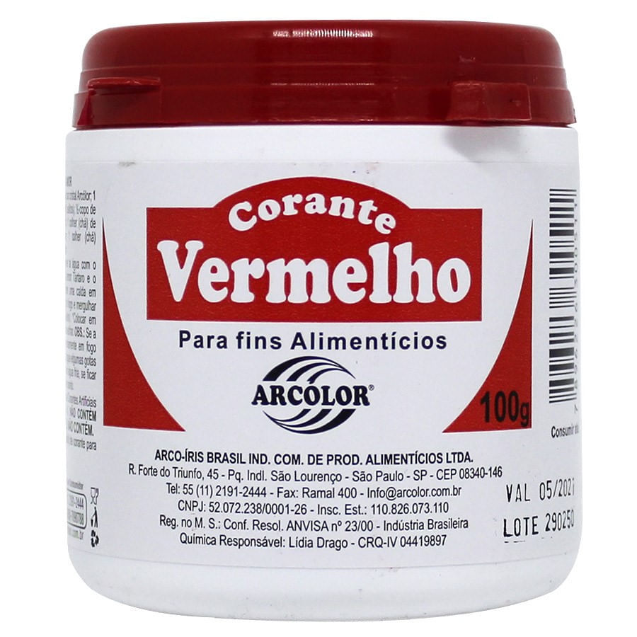 Corante em Pó Vermelho 100g Arcolor em Oferta na Shopee