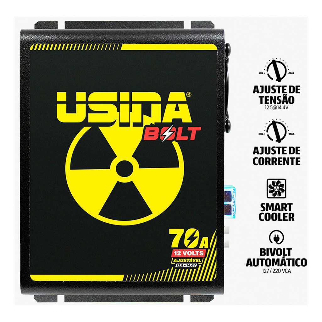 Fonte Usina Bolt 70A 12V Bivolt Alta Potência Nova Lanãmento Para Som Carro Alta Performance