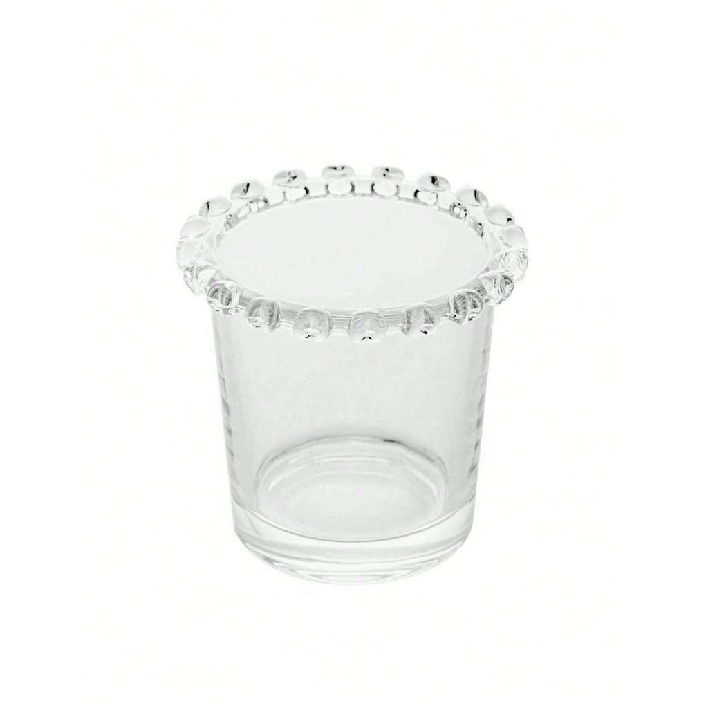 Porta Pincel Vidro Cristal Borda Coração Organizador Make Caneta 8,5cm Lyor