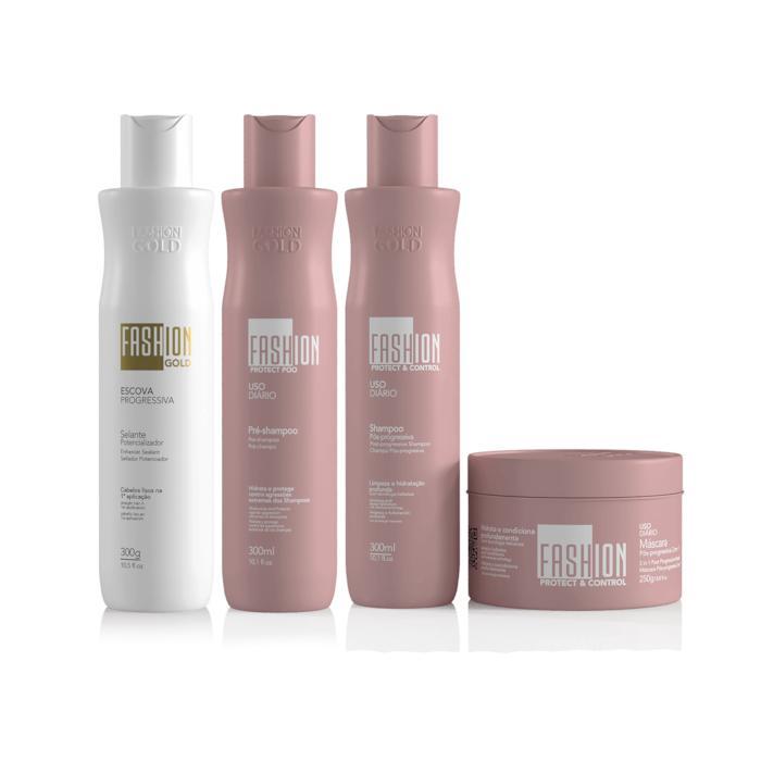 Kit Escova Progressiva + Pré-Shampoo 300g - Fashion Gold