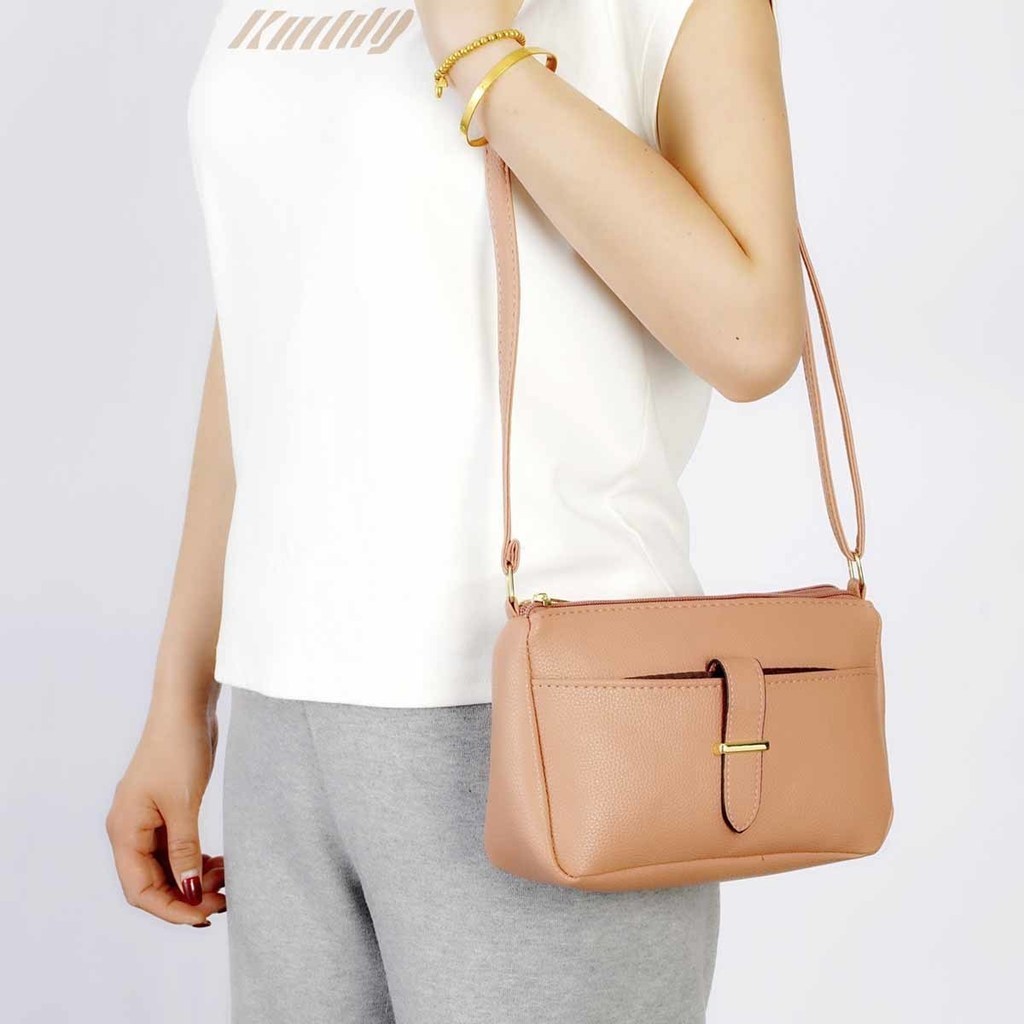 Bolsa Transversal Feminina Compact Chic – 2 Zíperes e Bolso Frontal