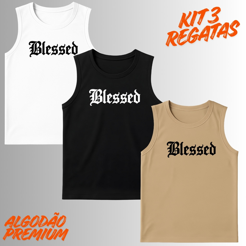 Kit 3 Regatas Masculina Algodão Varias Estampas Leve e Confortavel em Oferta na Shopee