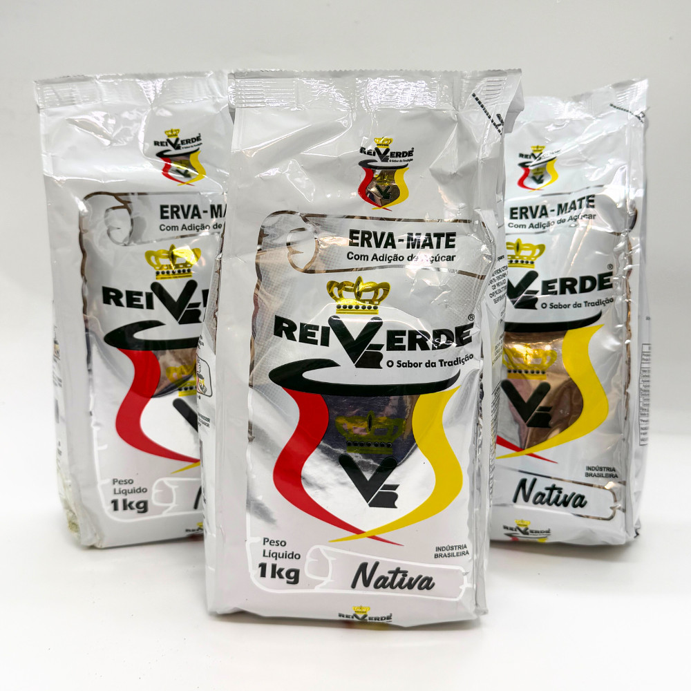 Kit 3 Erva Mate Nativa Suave com Açúcar Rei Verde 1kg