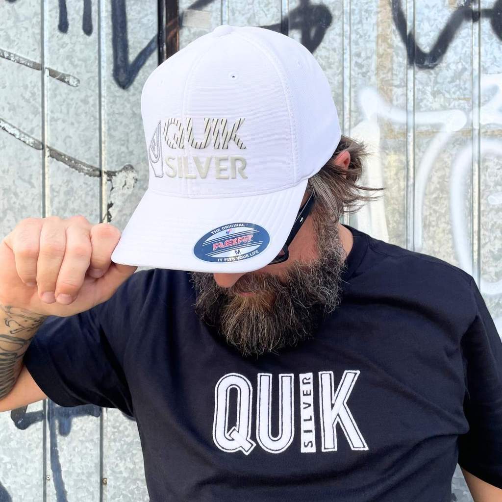 Boné Quiksilver Flexfit Silver Transfer Emb White M