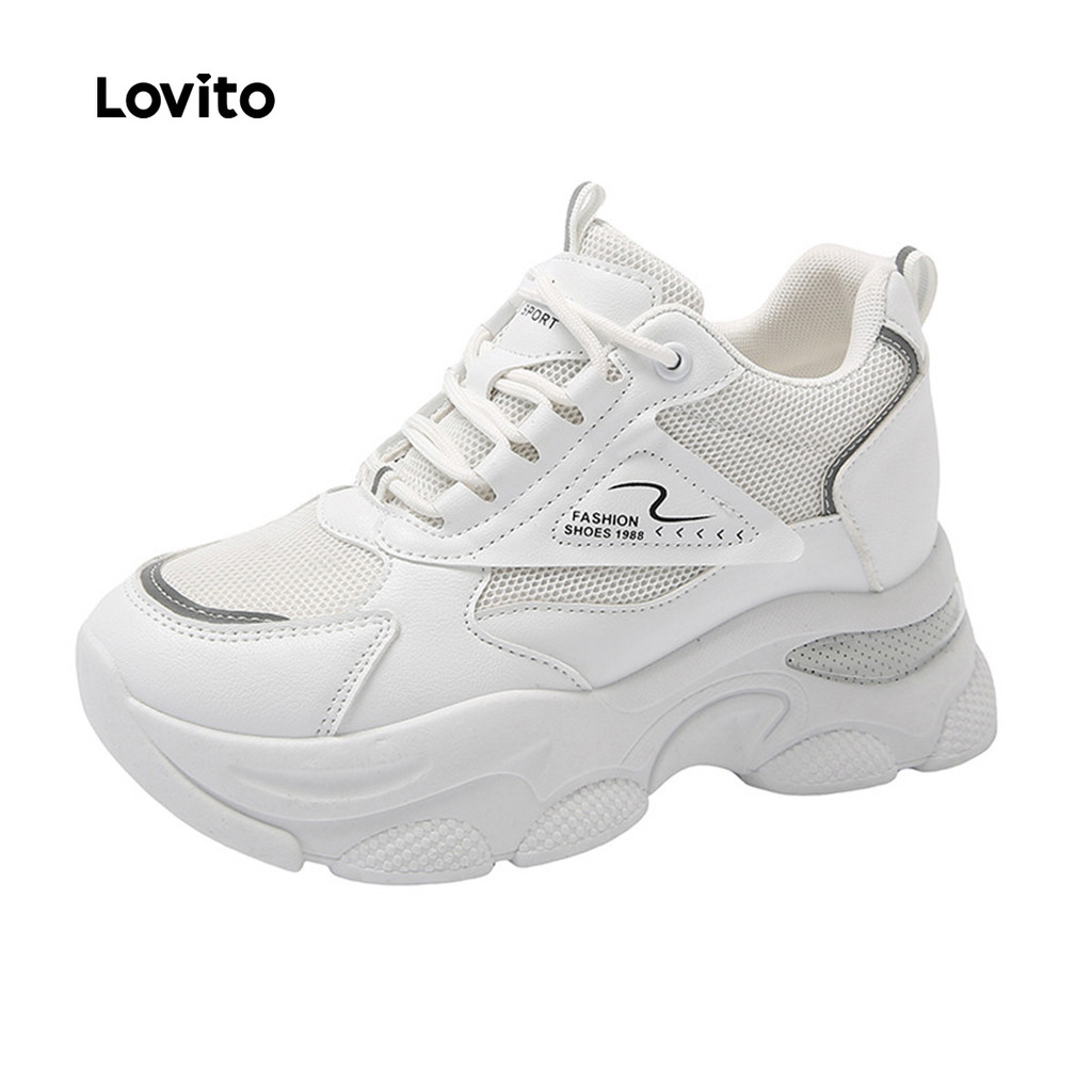 Lovito Tênis Esportivos de Sola Grossa para mulheres LFA91133 em Oferta na Shopee
