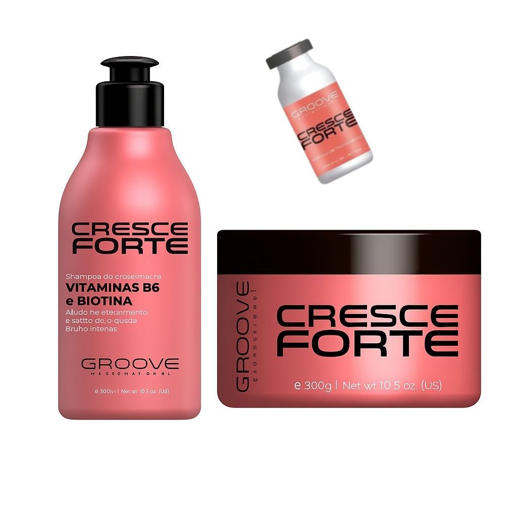 Kit Cresce Forte Groove Professional | Shampoo + Máscara + Ampola Brinde