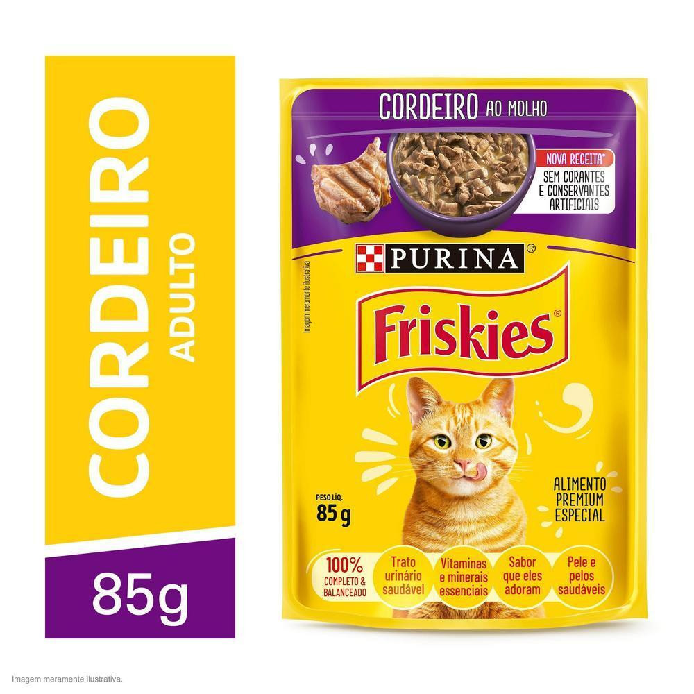 Ração Úmida Gatos Adultos Cordeiro 85g Friskies