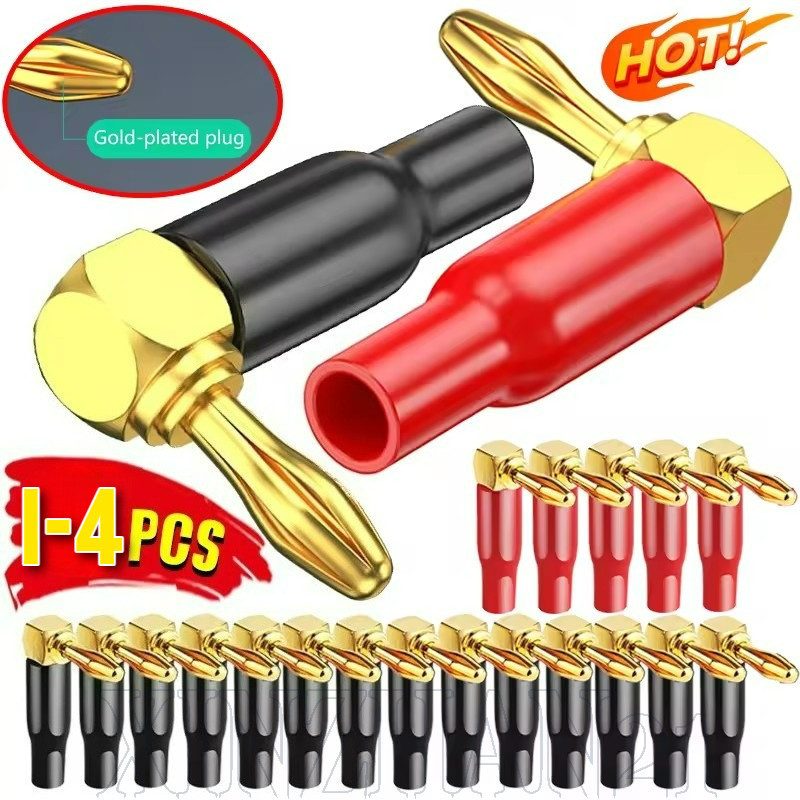 Terminais De Latão Banana Jack-Plugue De Fiação Rápida De 4 Mm-Conector De Áudio Em Forma De L-Adaptador De Porta Eletrô