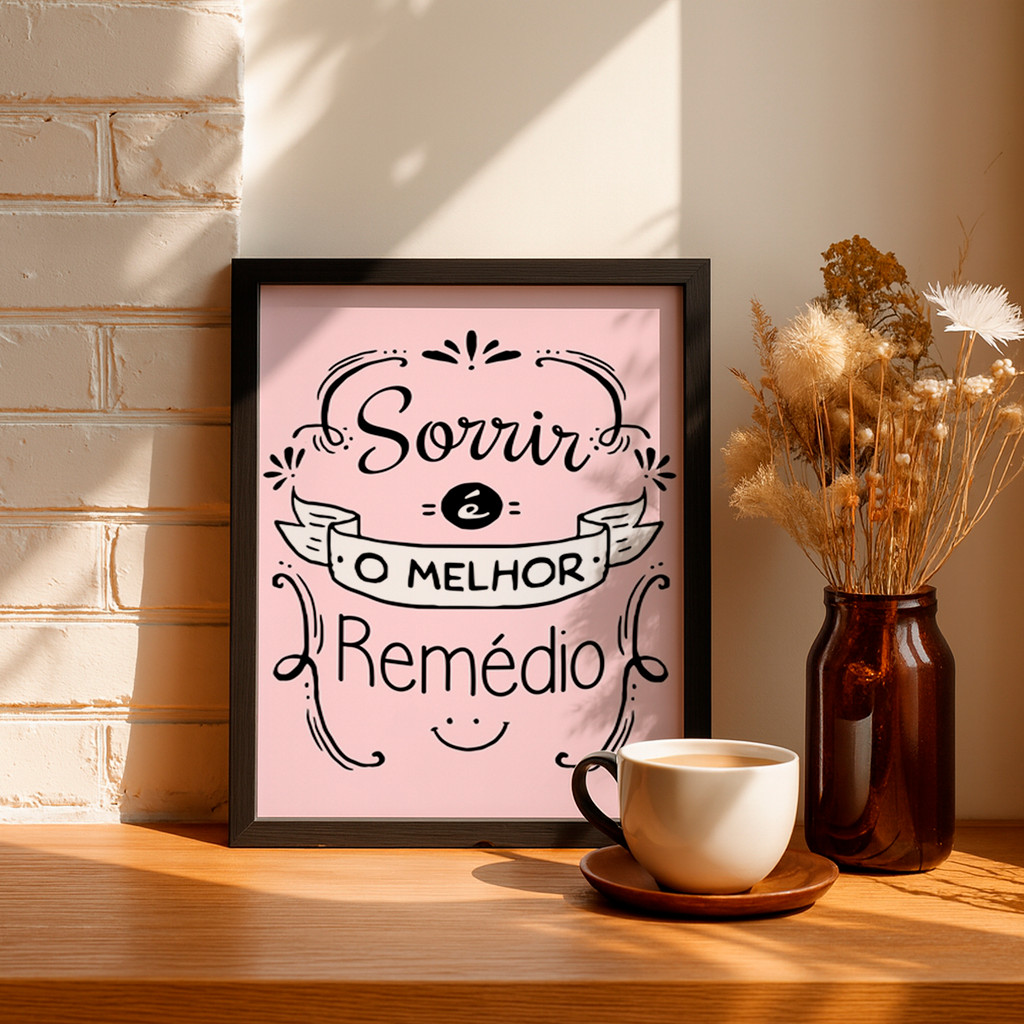 Quadro Moldura Sorrir É o Melhor Remédio Frase Positiva Alegria Motivação Bem Estar — R$ 29,99 em Shopee, 50% OFF