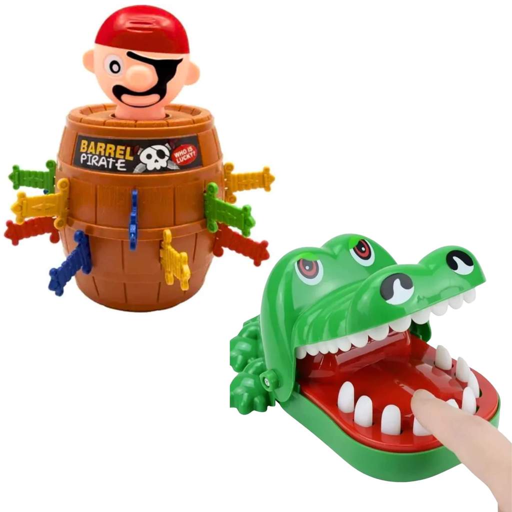 Kit Jogos Clássicos: Pirata Barril + Jacaré Mordida Surpresa - Zippy Toys em Oferta na Shopee
