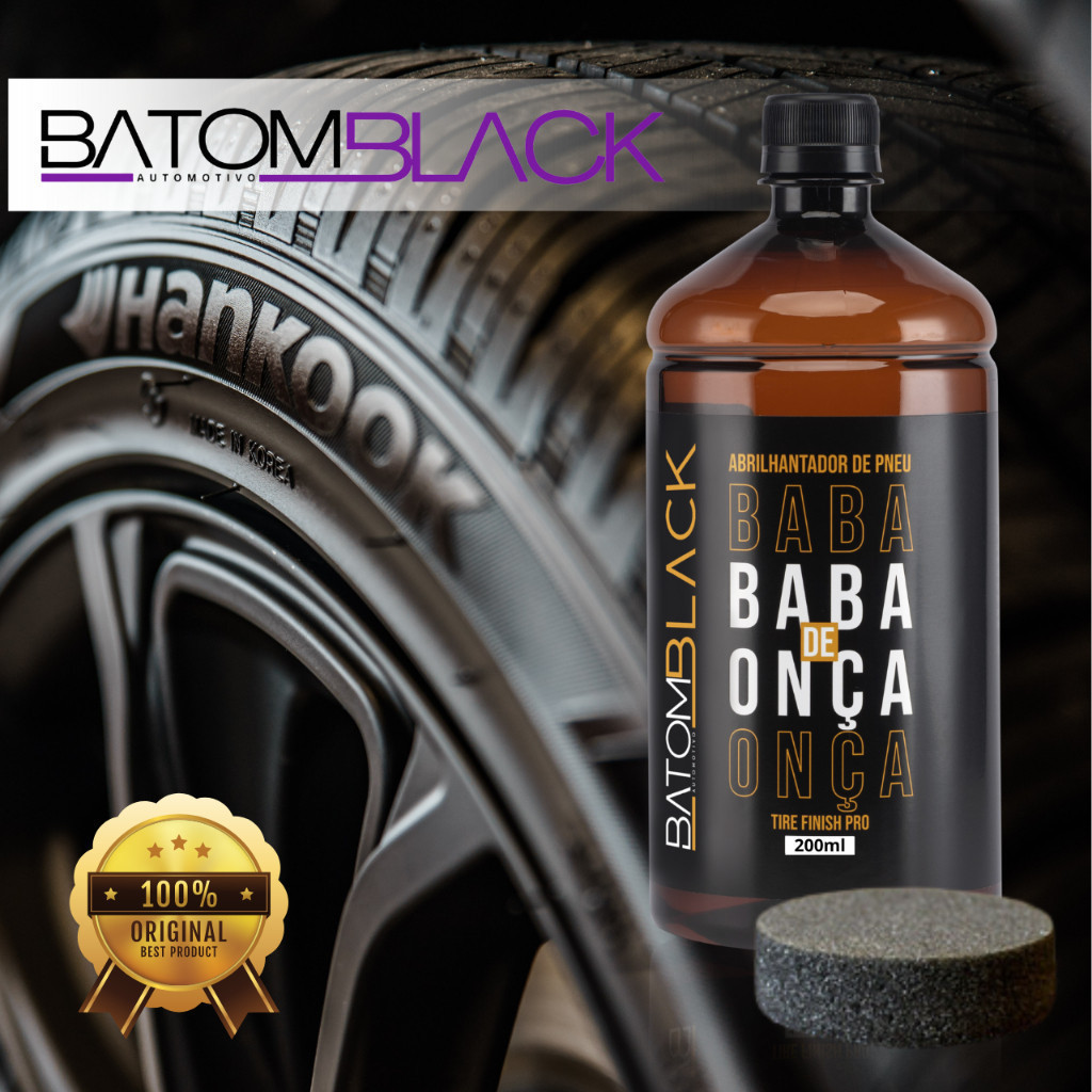 Pretinho Pneu BABA DE ONÇA BATOM BLACK 200ML Limpa, Brilho e Proteção