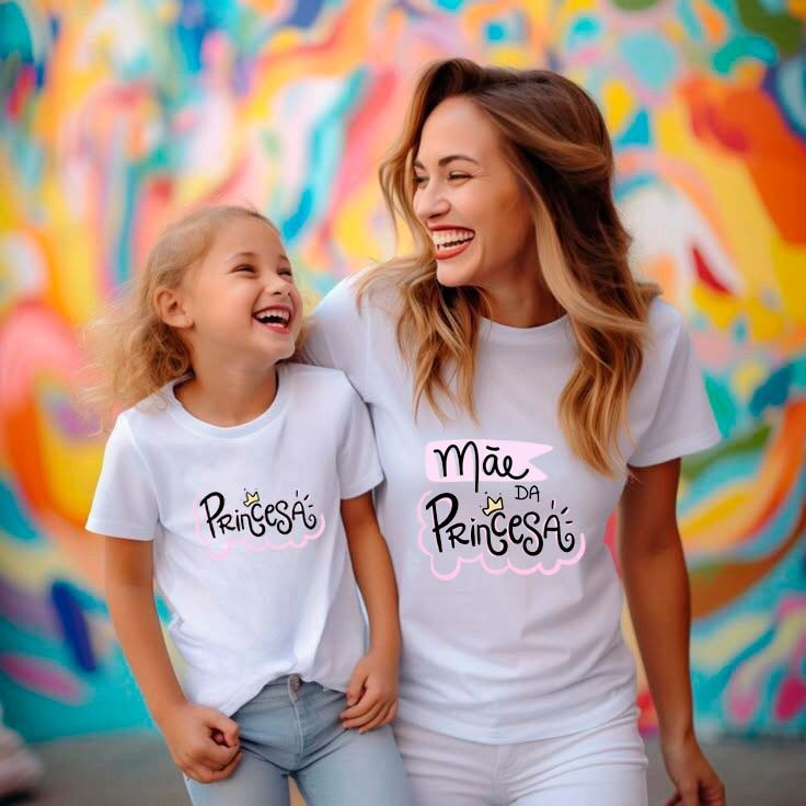 kit camiseta mae e filho mae e filha mae de principe mae de princesa com duas camisetas
