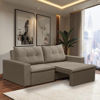 Sofá Retrátil 2 Lugares 1,80m Luna Suede Cappuccino Adonai Estofados em Oferta na Shopee