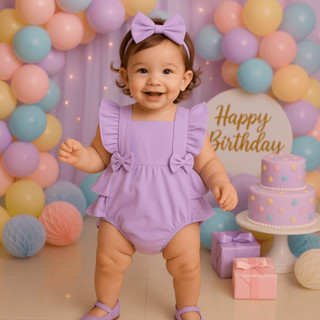 Romper Liso Lilas Body Roupa Bebê Menina Festa Fantasia Macacão Festa Mesversário Temático em Oferta na Shopee