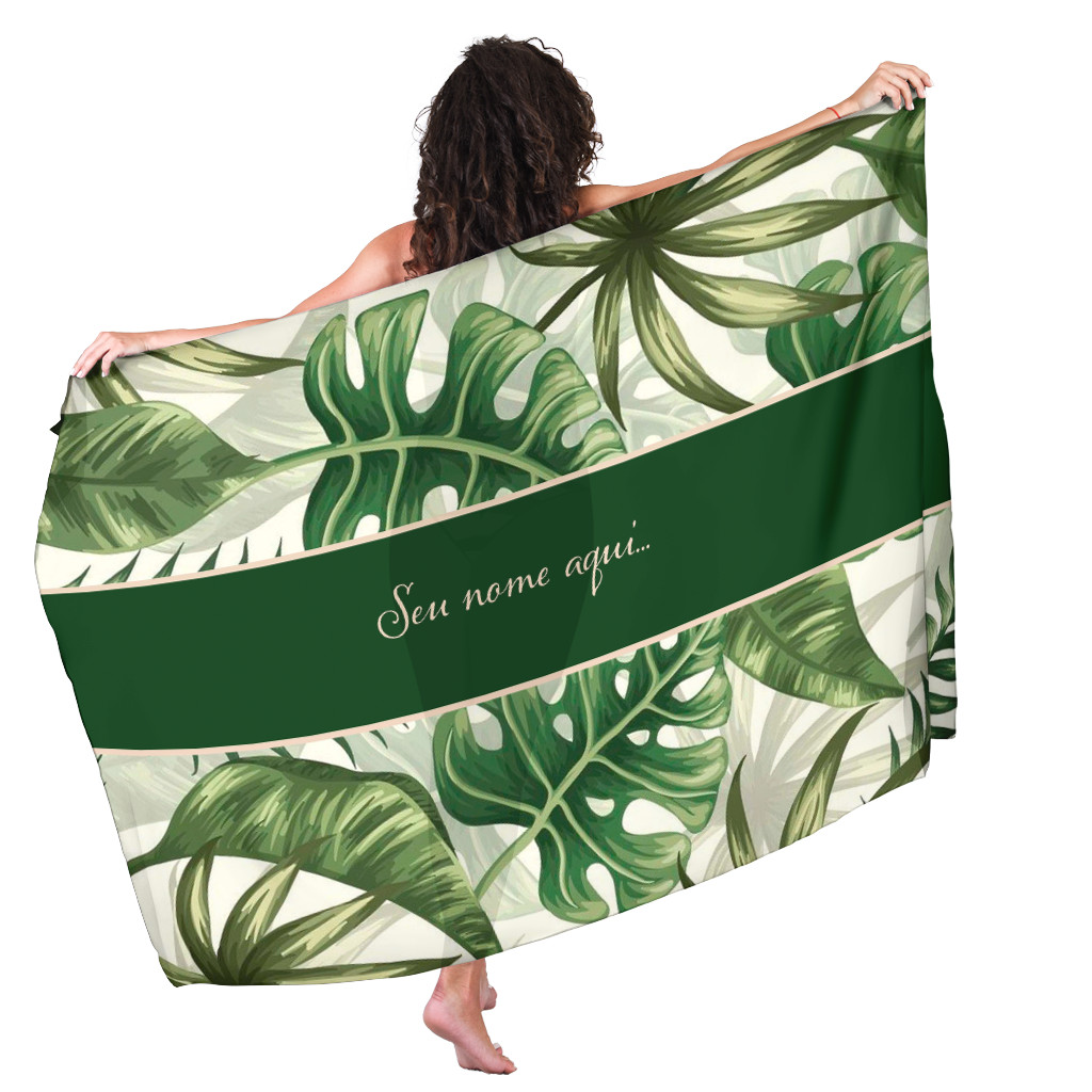 Canga Com Nome Personalizado Saida de Praia Folhagem 10