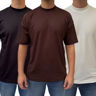 Kit 3 Camisetas Oversized Masculina Premium – Suedine 240g Lisa Streetwear