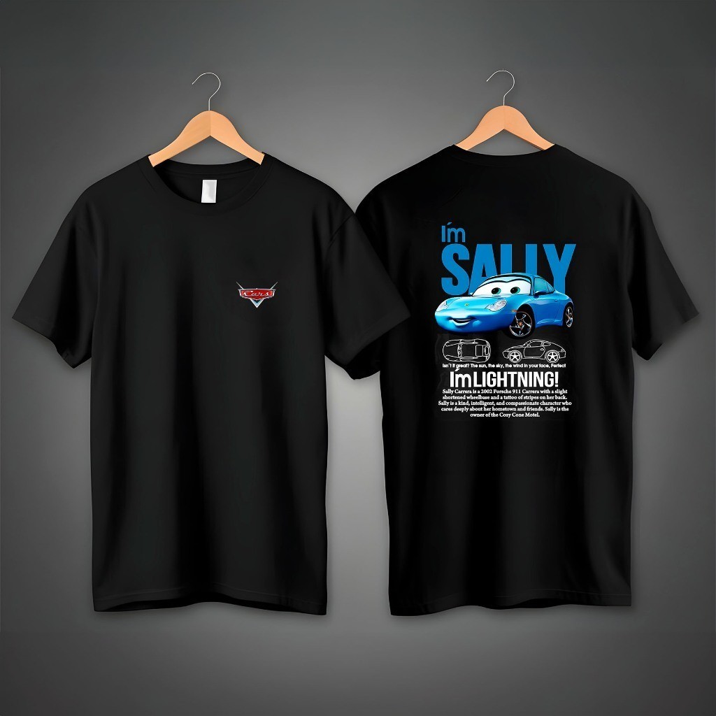Camiseta Relâmpago Mcqueen OU Sally INDIVIDUAL p/ Casal Feminina Maculina  Camisa  Algodao Estampa Grande Camisa Street