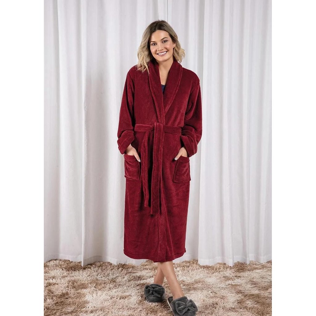 Roupão Plush Com Bolso 1 Peça Vermelho em Oferta na Shopee