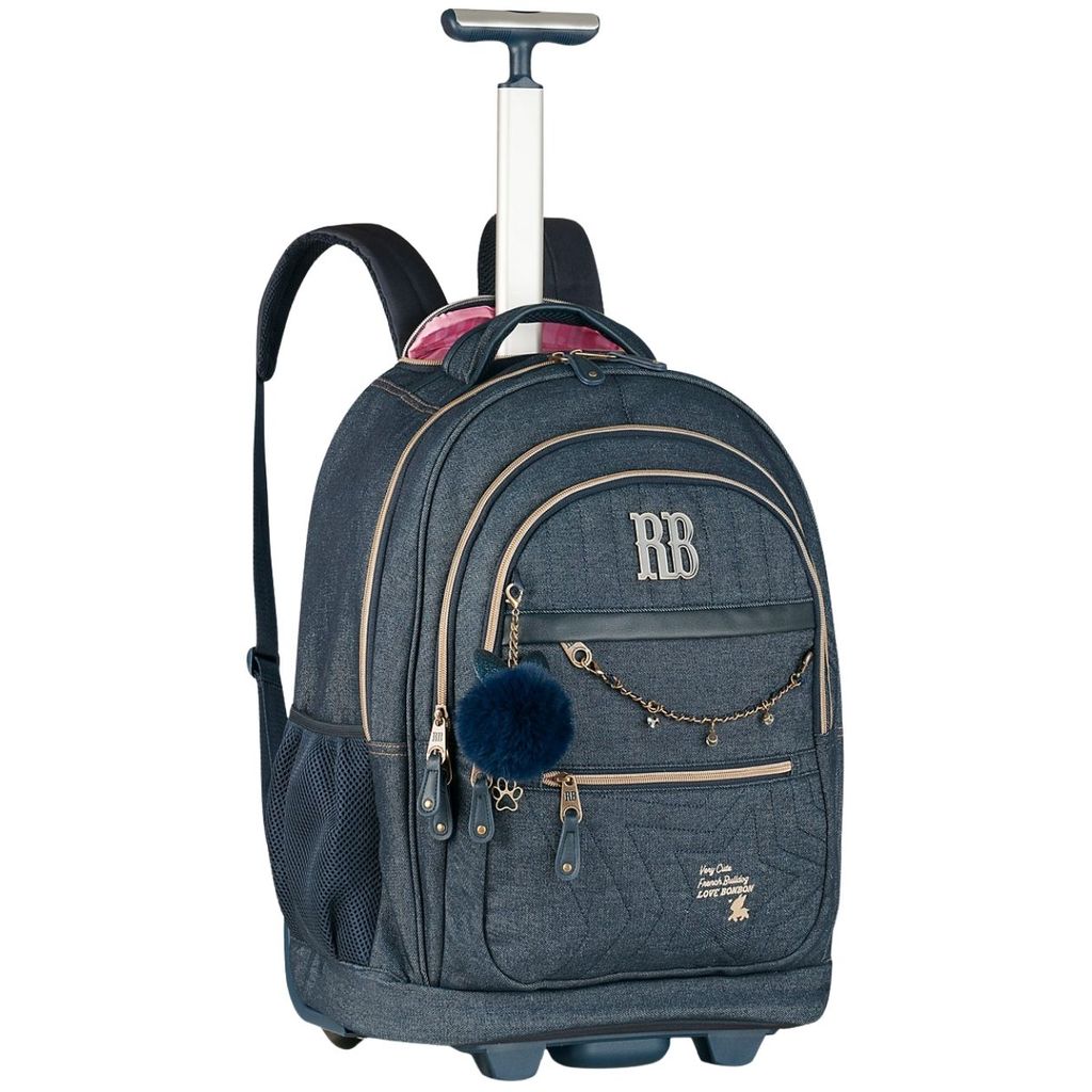 Mochila Escolar RB Alças Acolchoadas Rodinha Rebecca Bonbon Juvenil Menina Resistente Compartimento Notebook Material